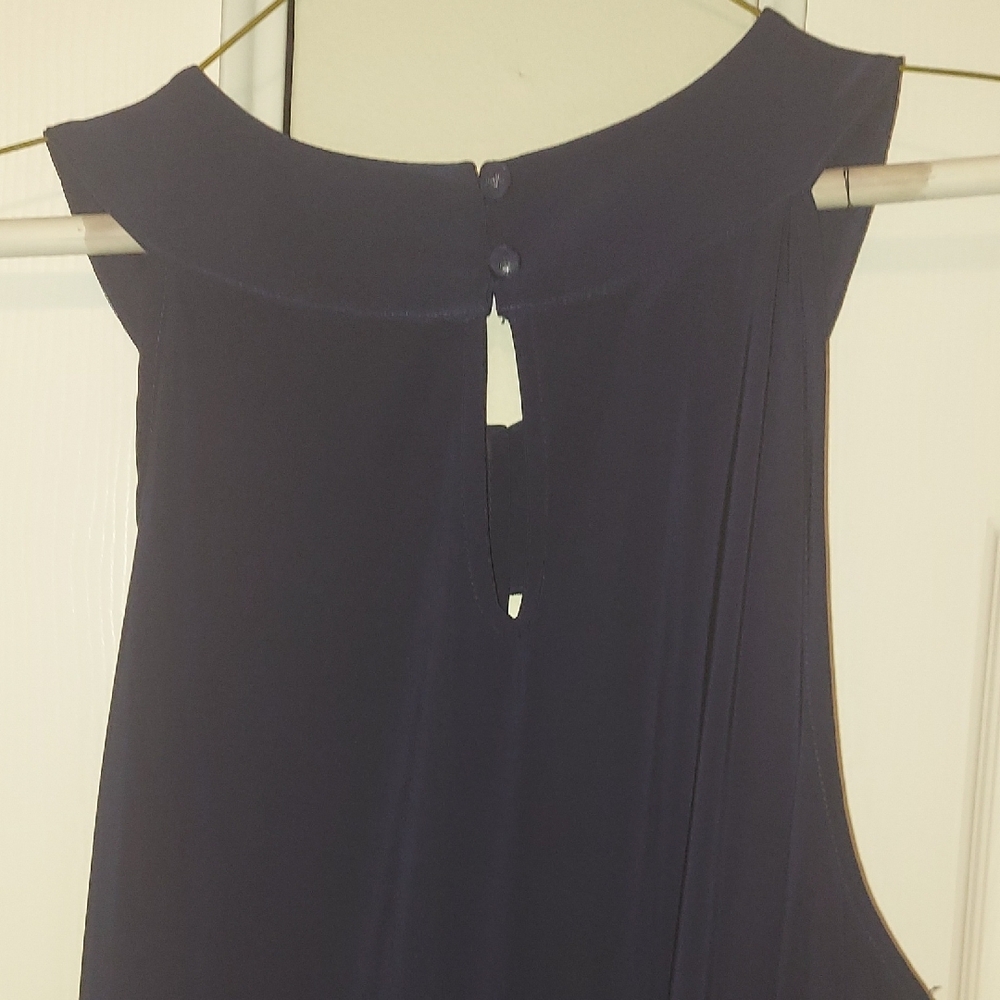 INC International Concepts Navy Blue Top with Silver Embellished Collar - Picture 2 of 2